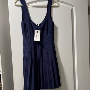 STAID Elegant Navy Blue Pleated KNIT Dress